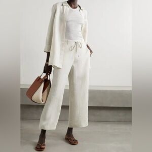 LAFAYETTE 148 NEW YORK  Columbus Belted Linen Wide-Leg Pants Size XS
